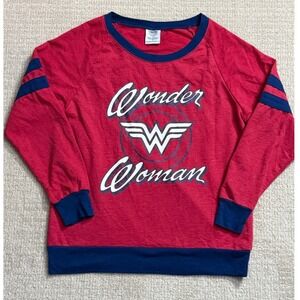 Wonder Woman Graphic Sweatshirt Long Sleeve Pullover‎ Top Red Blue S
